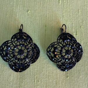 Black filigree and crystal earrings